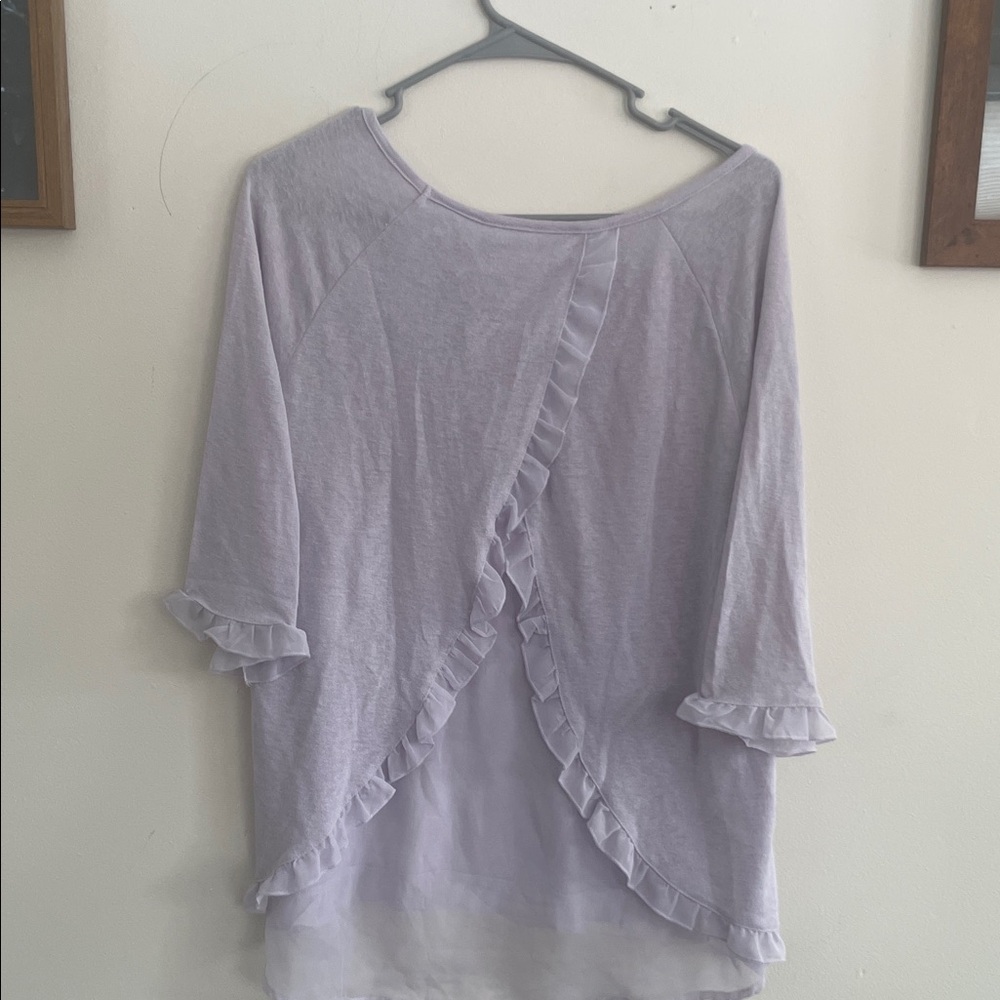 Soho Lavender Ruffle Trim Blouse - Picture 3 of 3